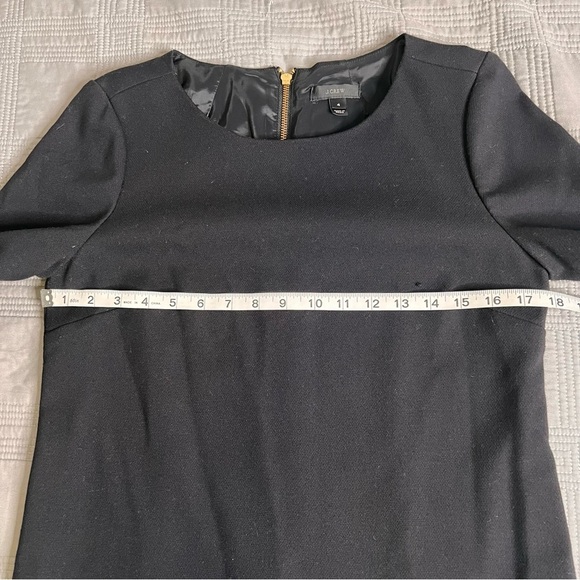 J. Crew Womens Size 4 Black Shift Dress Gold Zip Pockets Faux Leather Arm Patch - Picture 11 of 15